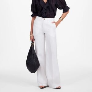 Madewell The Petite Zoe Relaxed Wide Pant in 100% Linen Size 0P NWT